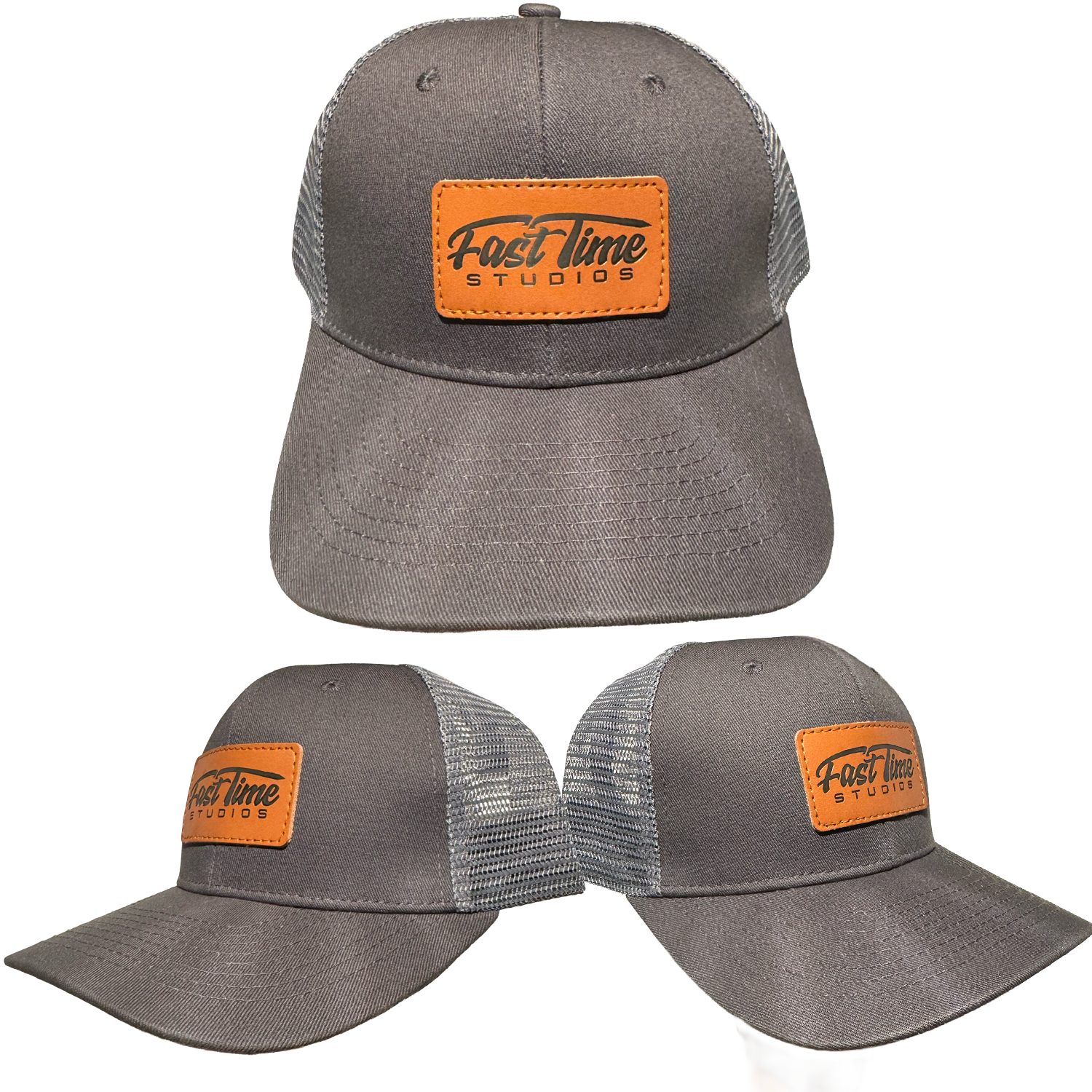 Leather Patch Hat - Grey/Grey