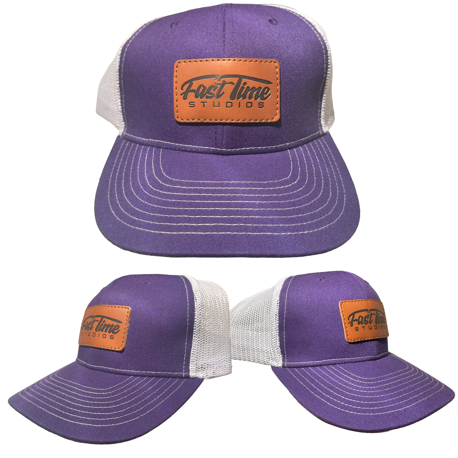Leather Patch Hat - Purple/White